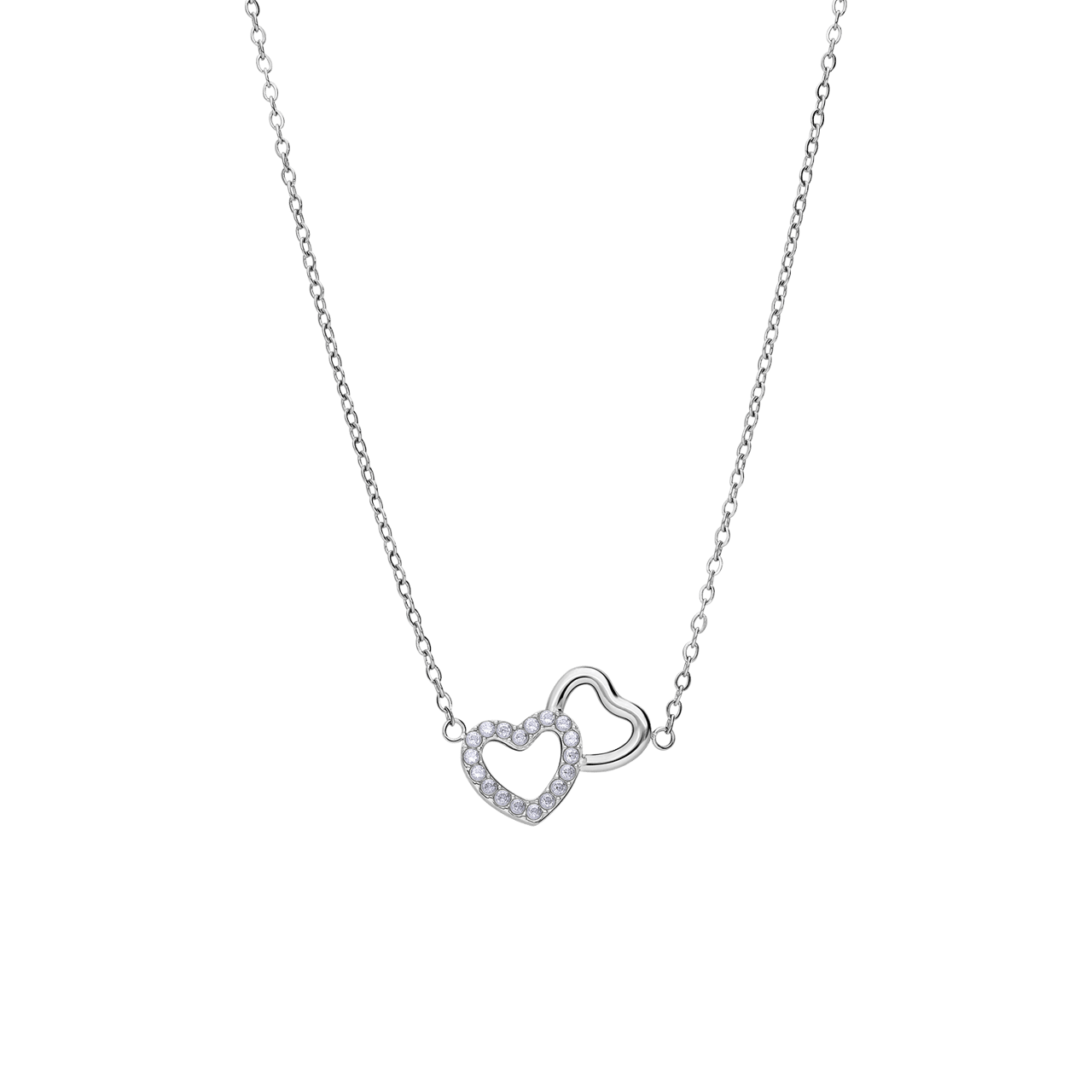 Stalen ketting met open hart zirkonia