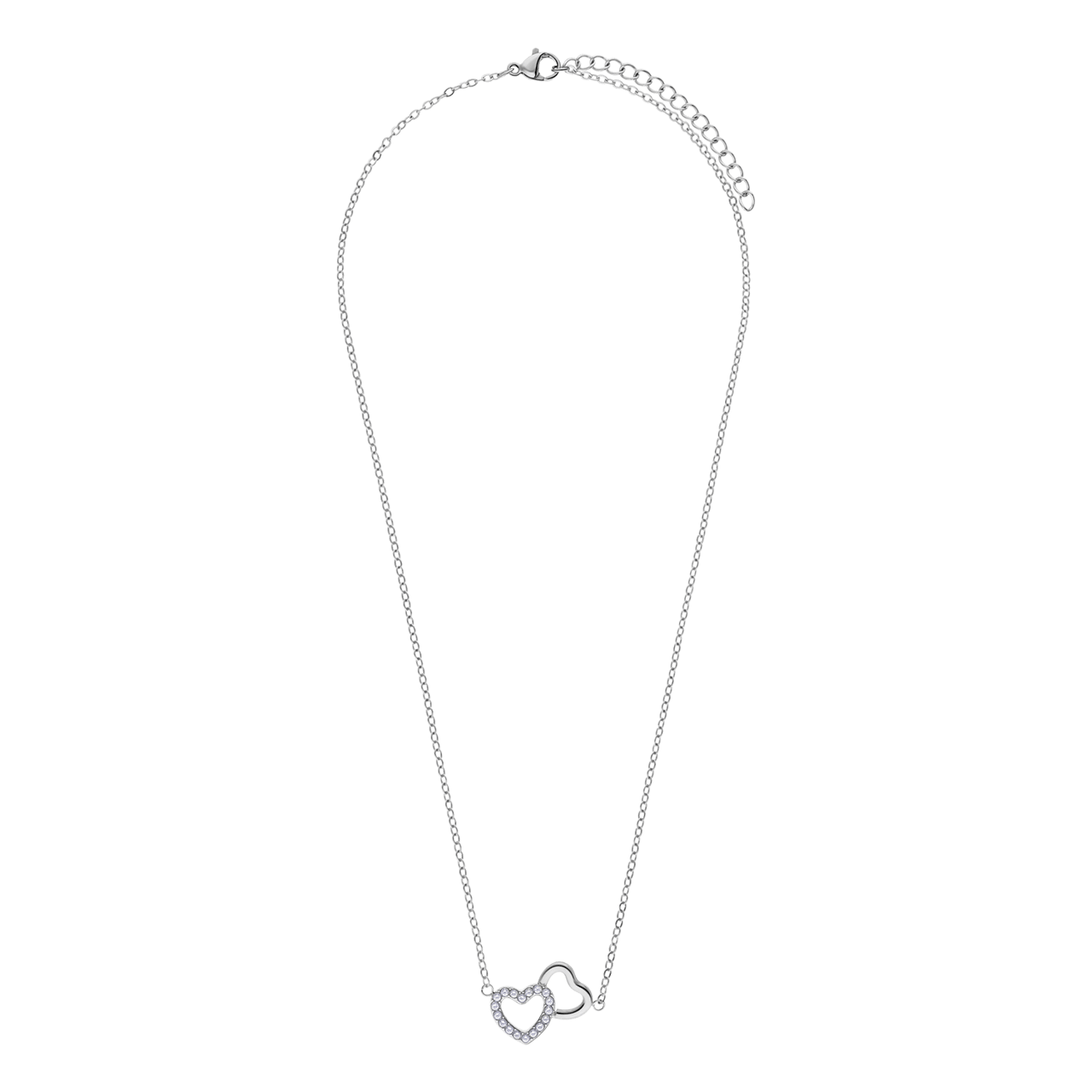 Stalen ketting met open hart zirkonia