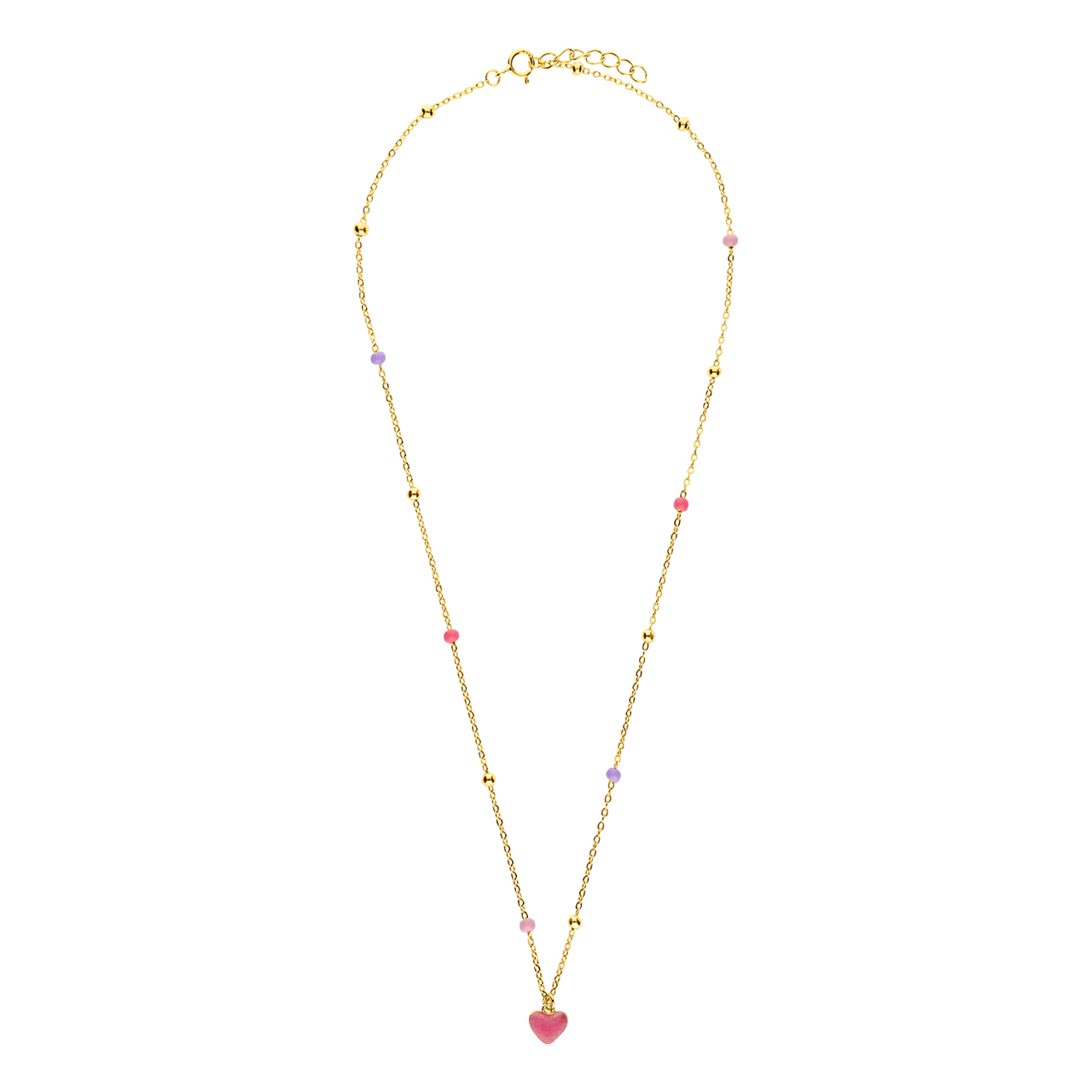 Zilveren goldplated kinderketting met hanger hanger met emaille