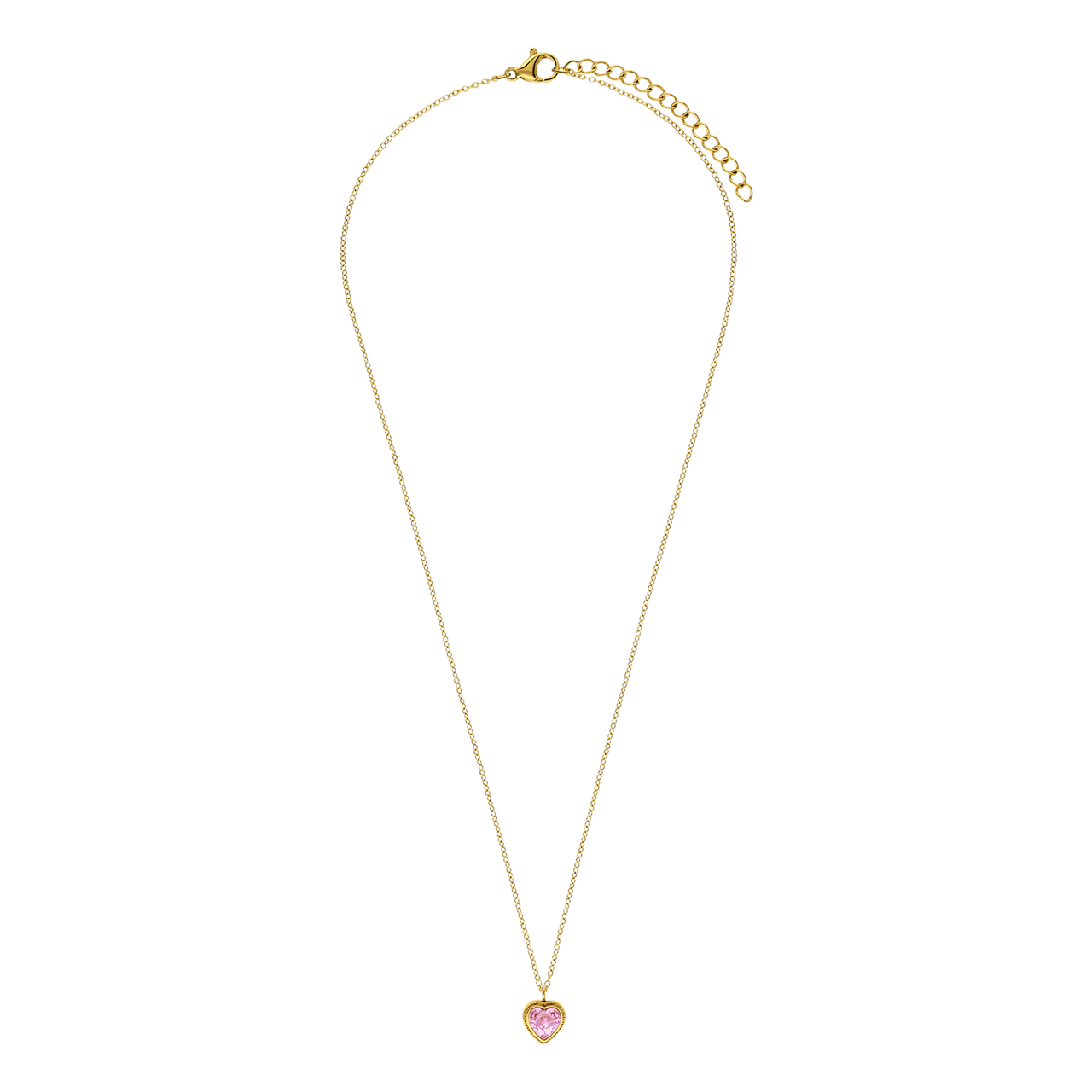 Stalen goldplated ketting met hanger hart met zirkonia voor dames
