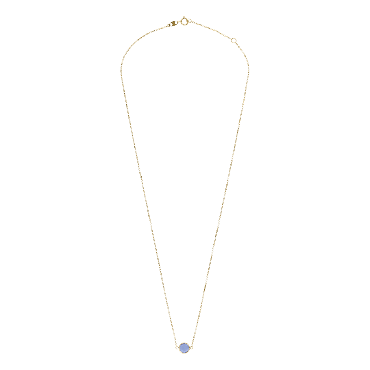 Halskette aus 585 Gelbgold mit Geburtsstein-Anhänger, März