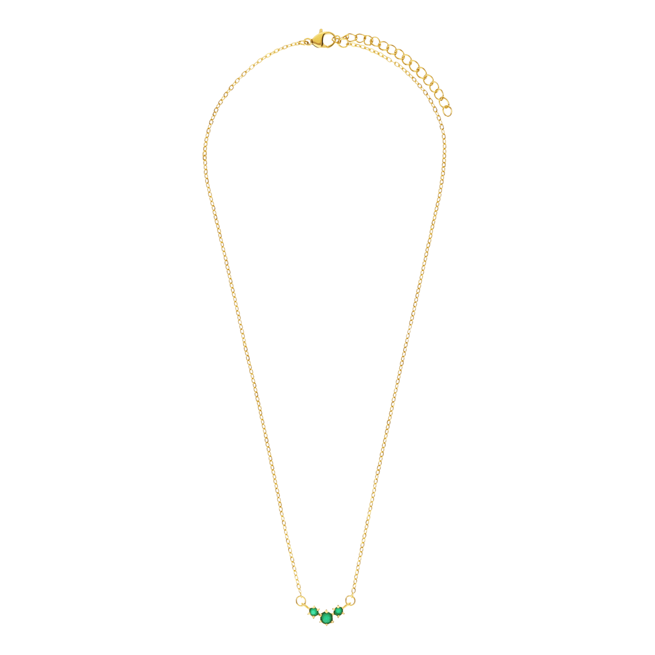 Stalen goldplated ketting met hanger met zirkonia voor dames