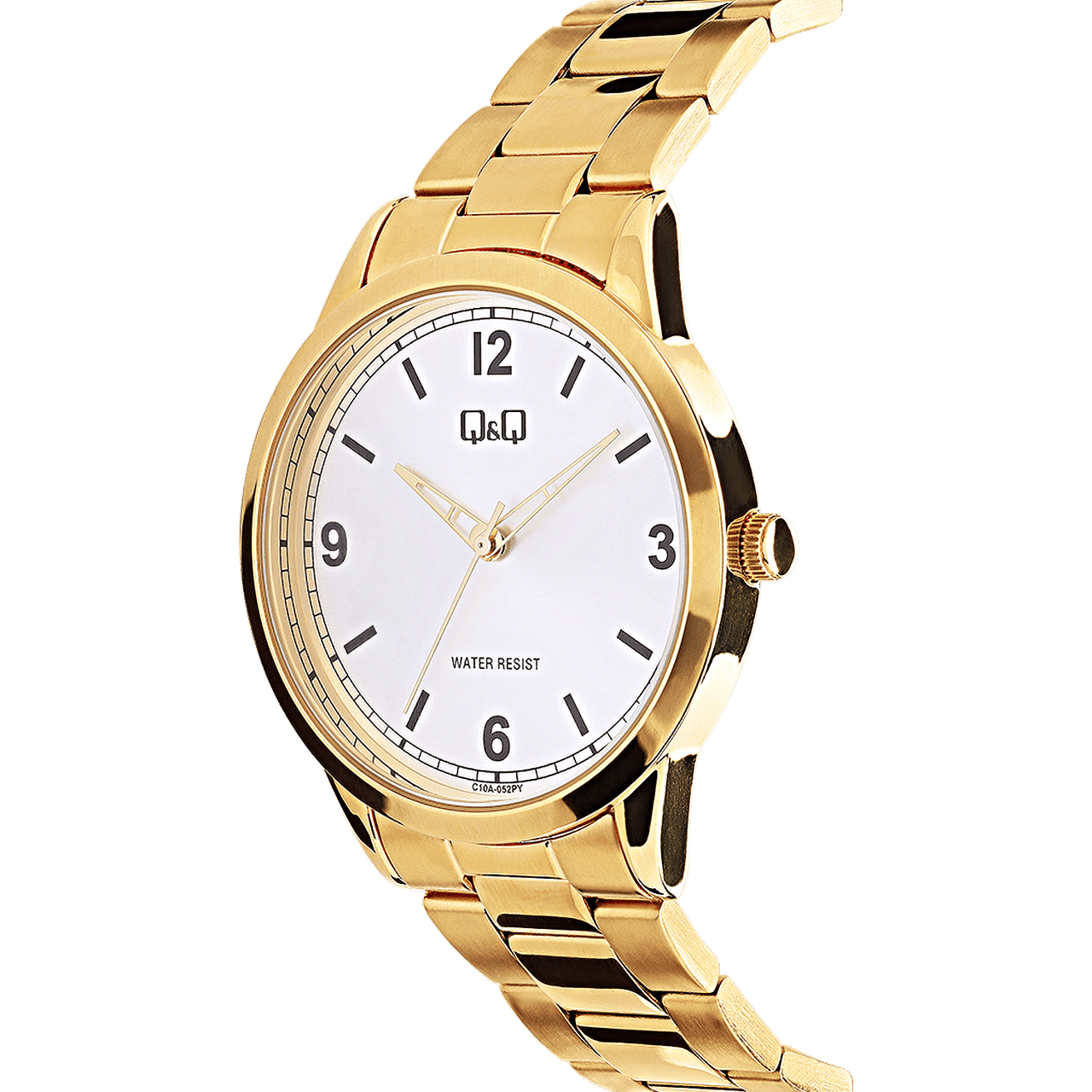 Q&Q Herrenarmbanduhr aus goldfarbenem Edelstahl C10A-052PY