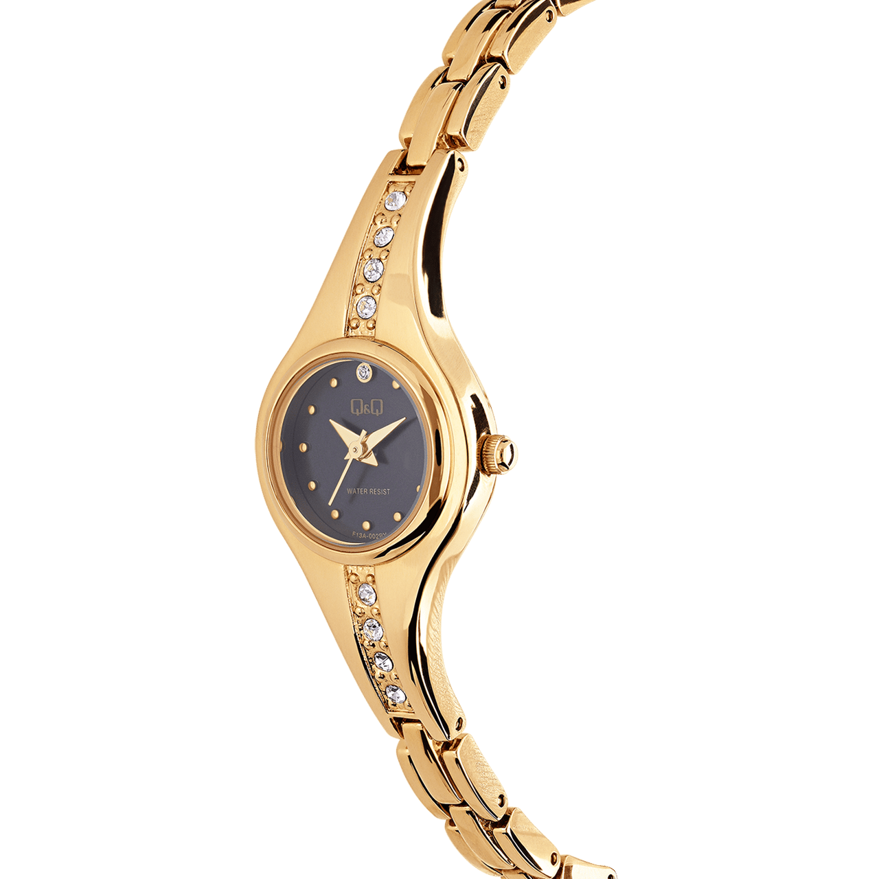 Q&Q Damenarmbanduhr aus goldfarbenem Edelstahl F13A-002PY