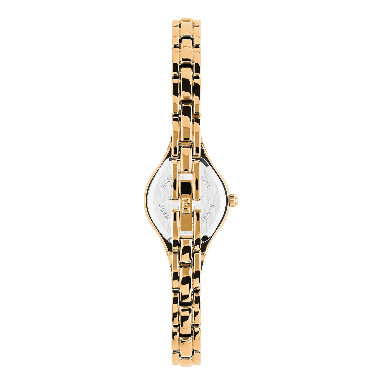 Q&Q Damenarmbanduhr aus goldfarbenem Edelstahl F13A-002PY