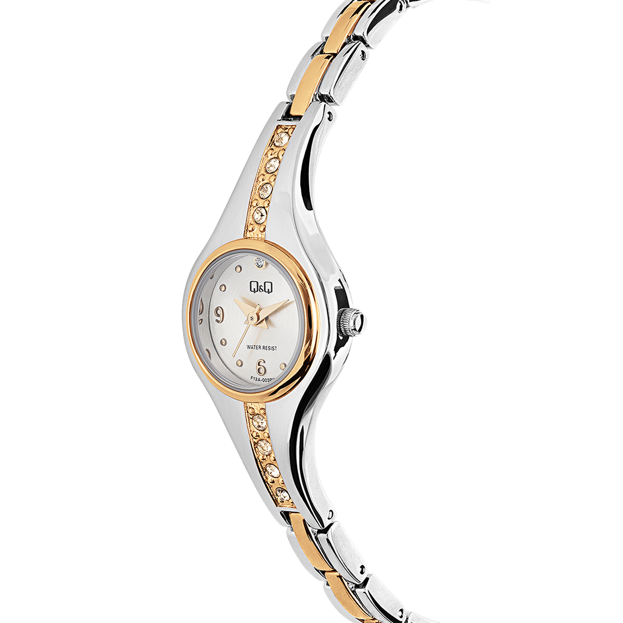 Q&Q Damenarmbanduhr aus zweifarbigem Edelstahl F13A-003PY