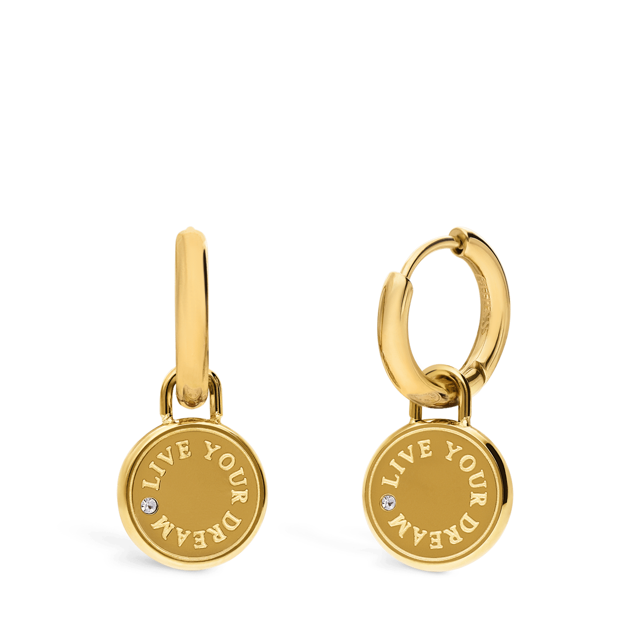 Guess stainless steel goldplated oorringen met hanger met kristal voor dames