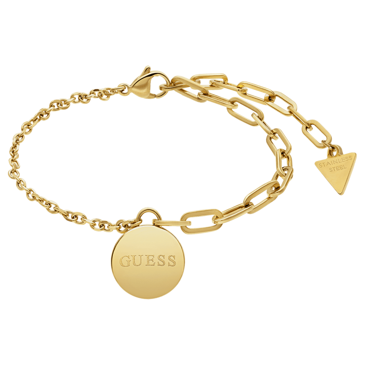 Guess stalen goldplated schakelarmband hart met kristal voor dames