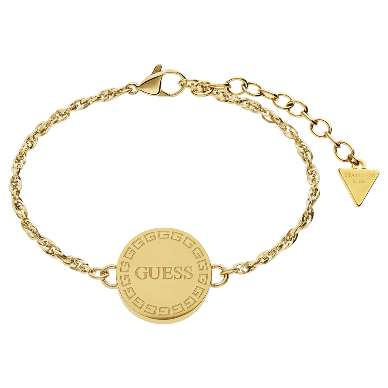 Guess stainless steel goldplated fantasiearmband met hanger met kristal voor dames