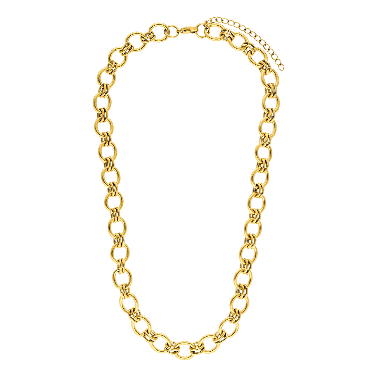 Camille stainless steel goldplated ketting chunky schakels glad voor dames