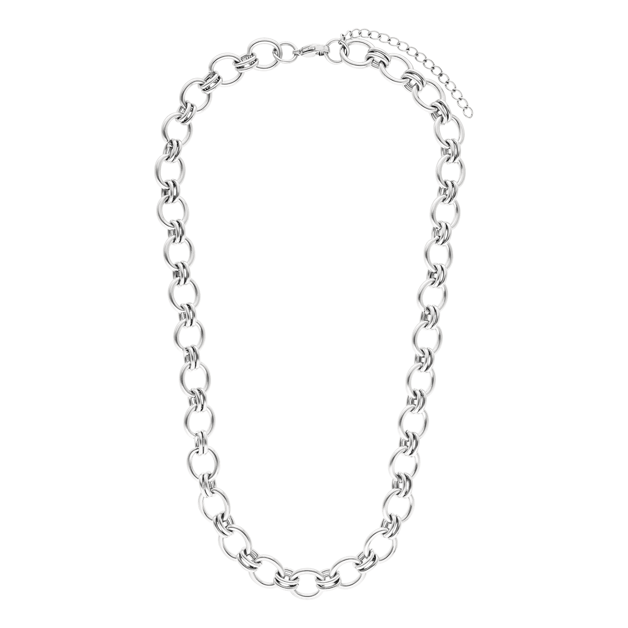Halskette aus Edelstahl, chunky, mit polierten Gliedern