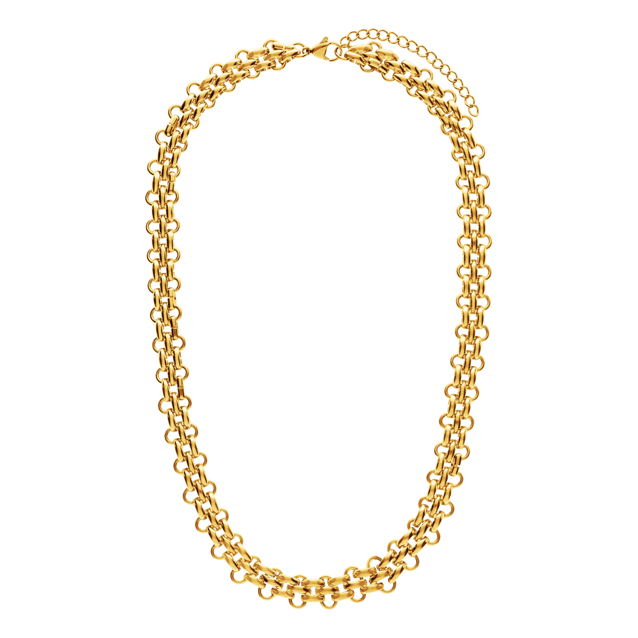 Camille stainless steel goldplated ketting chunky multi voor dames