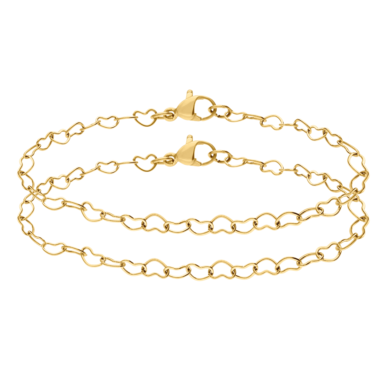 Stainless steel goldplated armbanden set hart voor dames