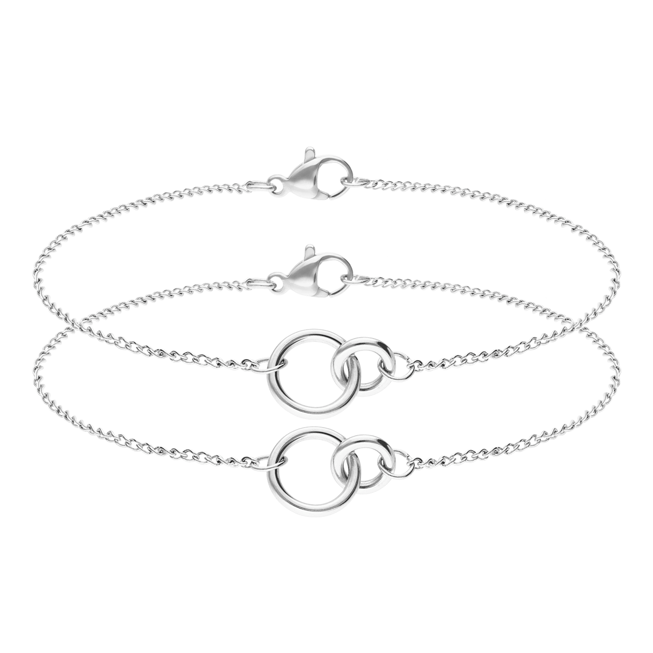 Armbänder aus Edelstahl, Mutter/Tochter, 2 Kreise