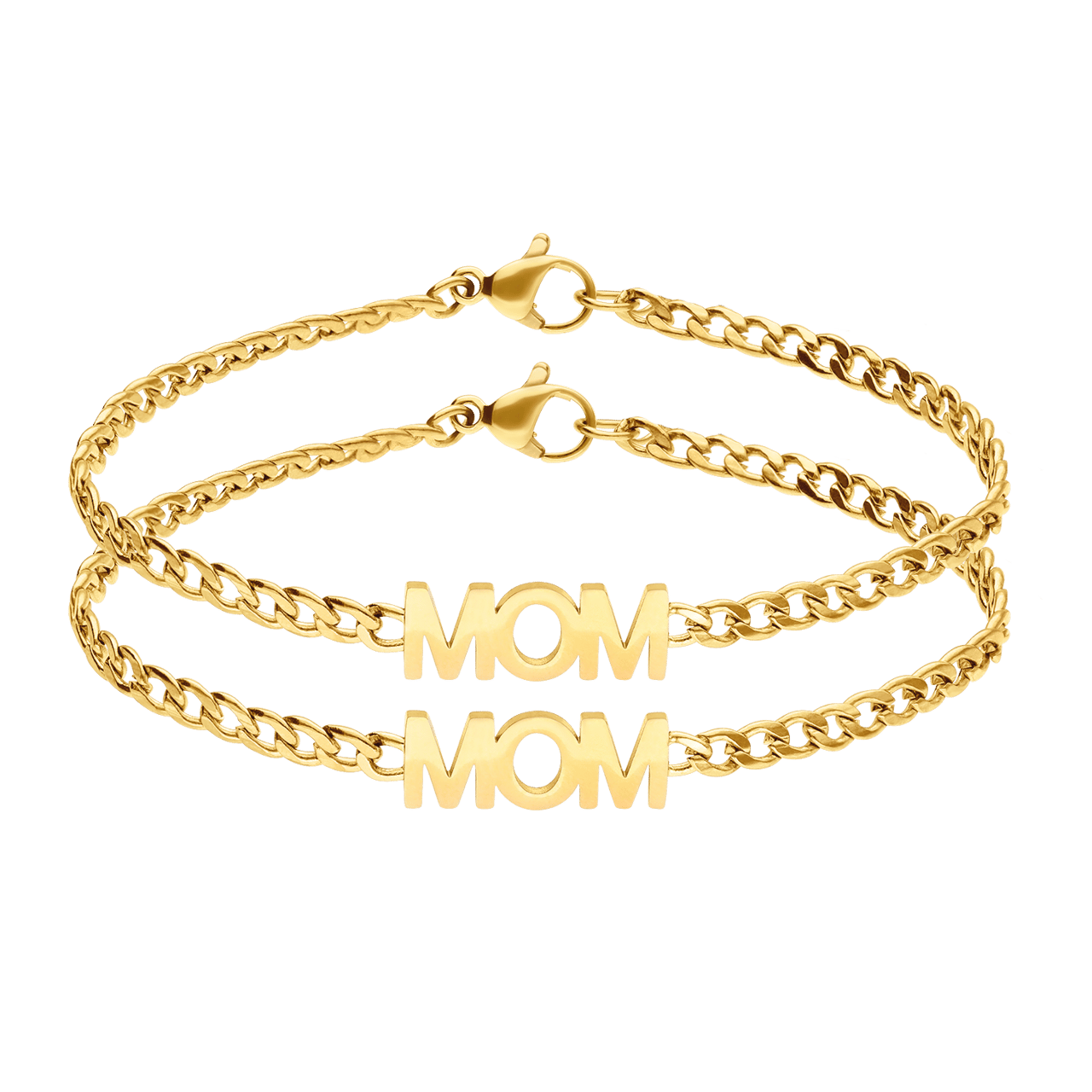 Stainless steel goldplated fantasiearmband met letterhanger voor dames