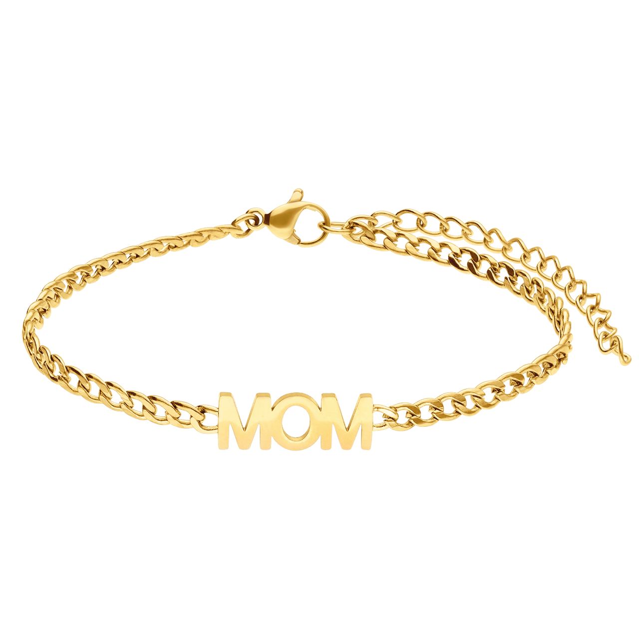 Stainless steel goldplated fantasiearmband met letterhanger voor dames