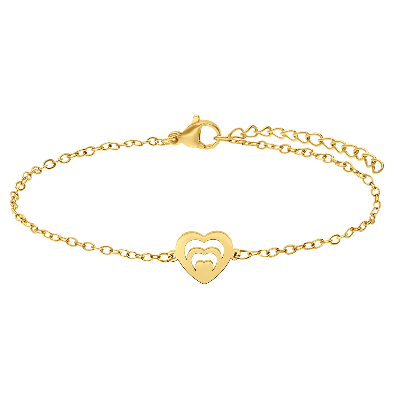 Stainless steel goldplated armbanden set hart voor dames