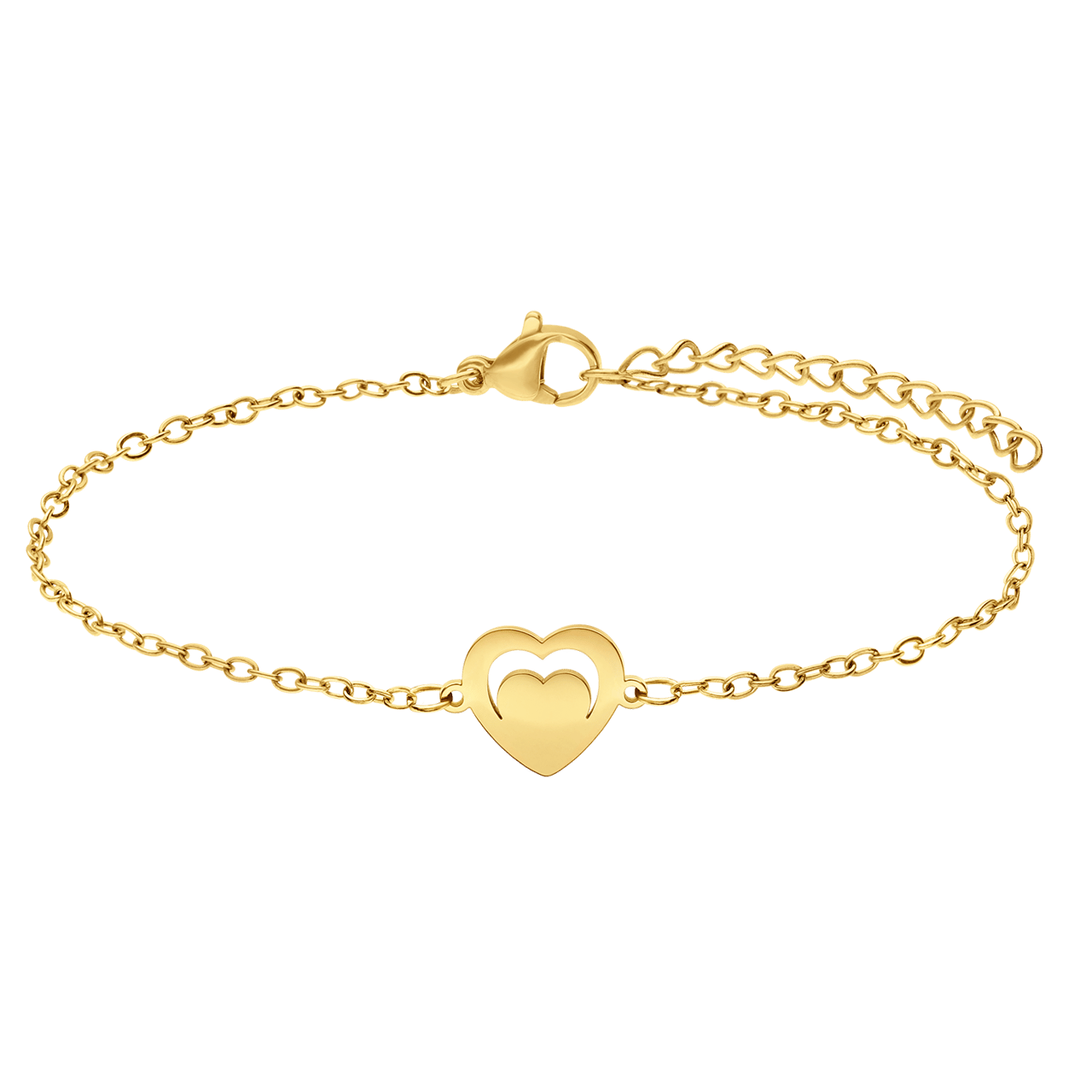 Stainless steel goldplated armbanden set hart voor dames