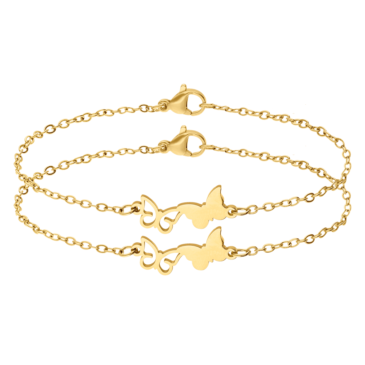 Stainless steel goldplated armbanden set met hanger voor dames
