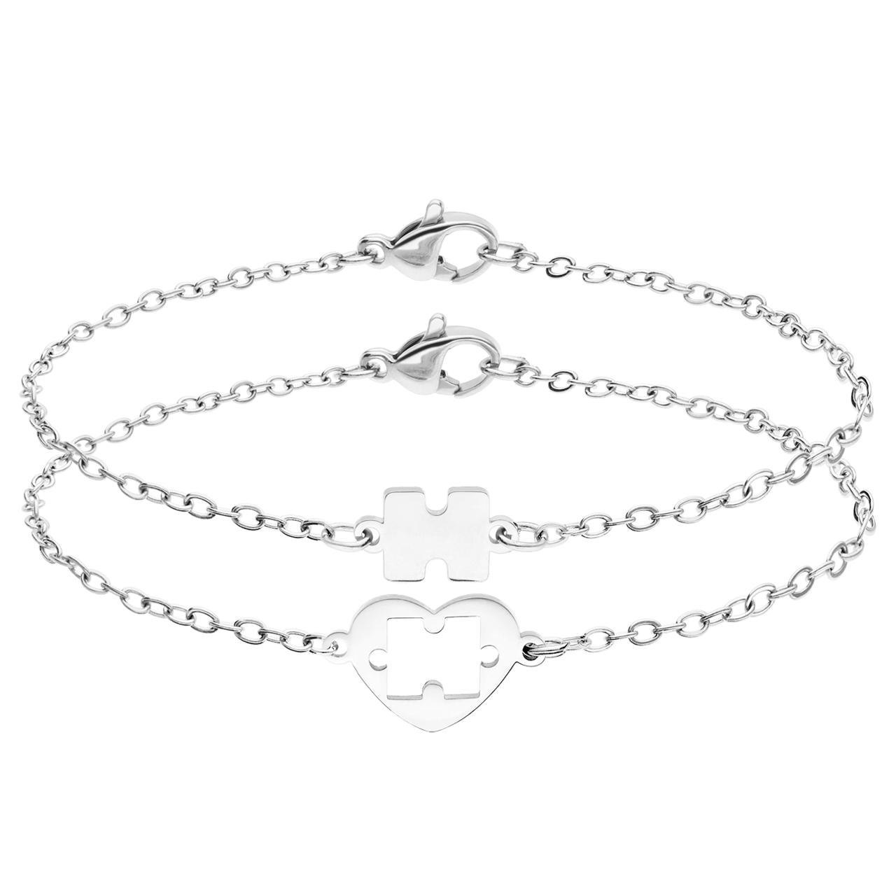 Stainless steel armbanden Moeder/Dochter open hart