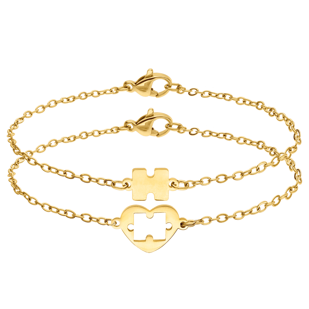 Stainless steel goldplated armbanden set met hanger voor dames