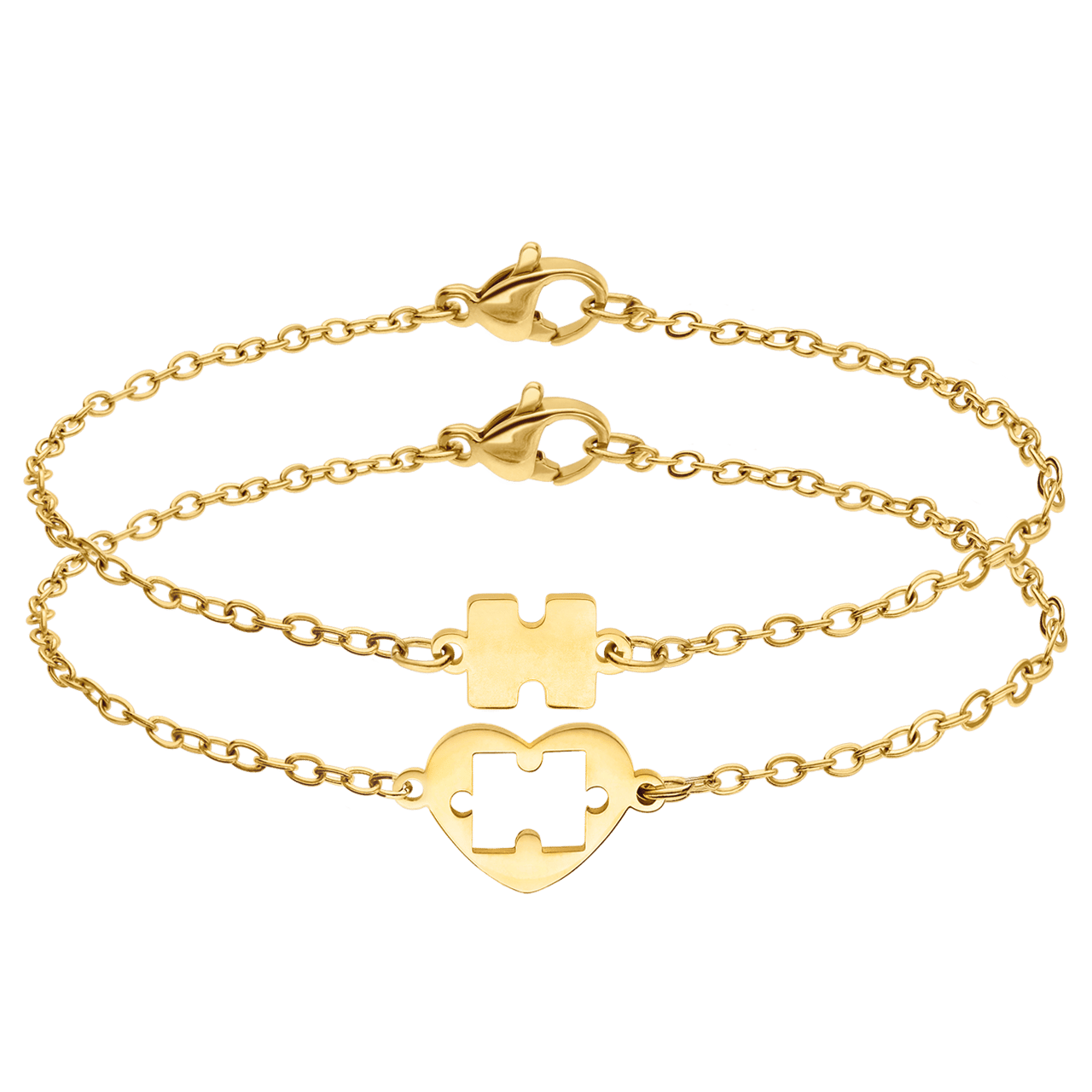 Stalen goldplated armbanden set met hanger voor dames