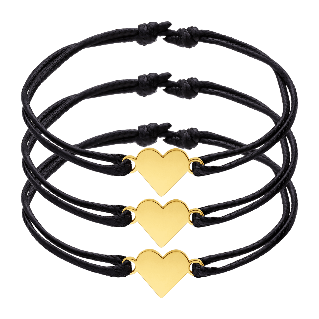 Stainless steel goldplated set koordarmbanden hart voor dames