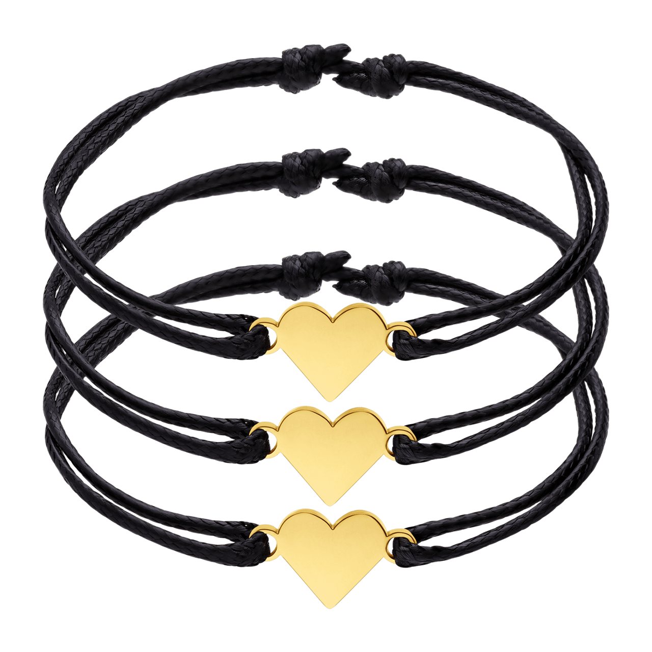 Stalen goldplated set koordarmbanden hart voor dames