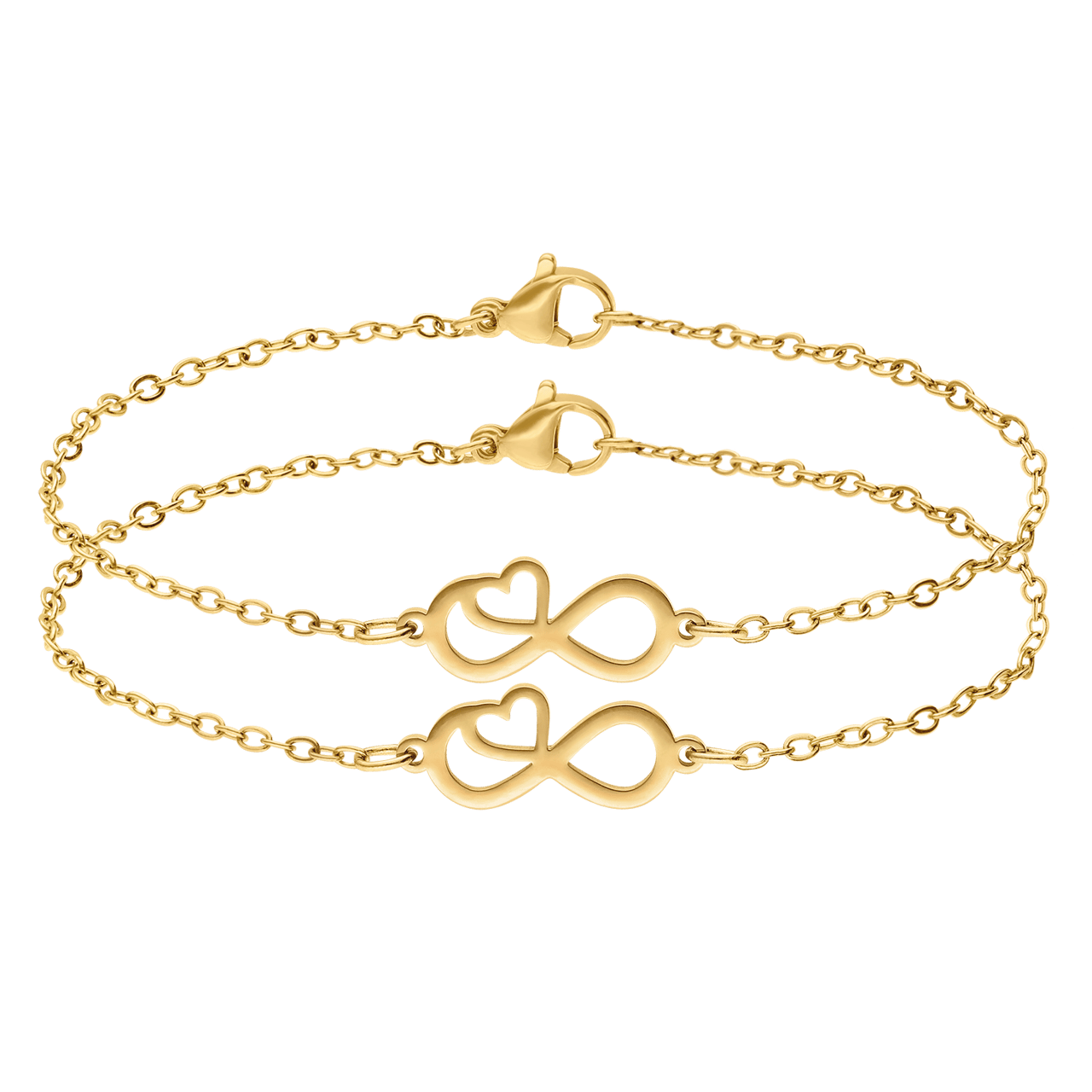 Armbänder aus Edelstahl, vergoldet, Mutter/Tochter, Infinity