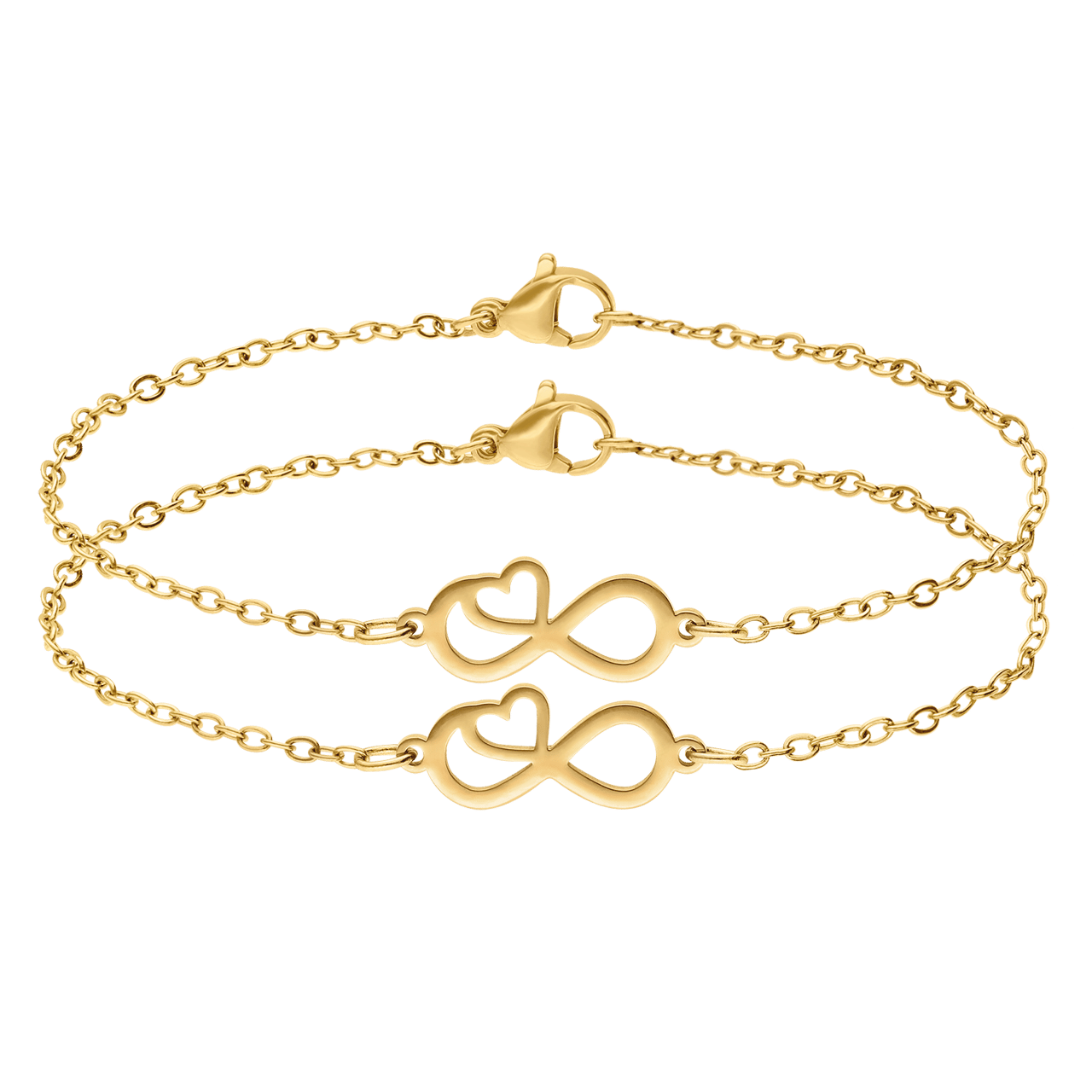 Stainless steel goldplated armbanden set hart voor dames