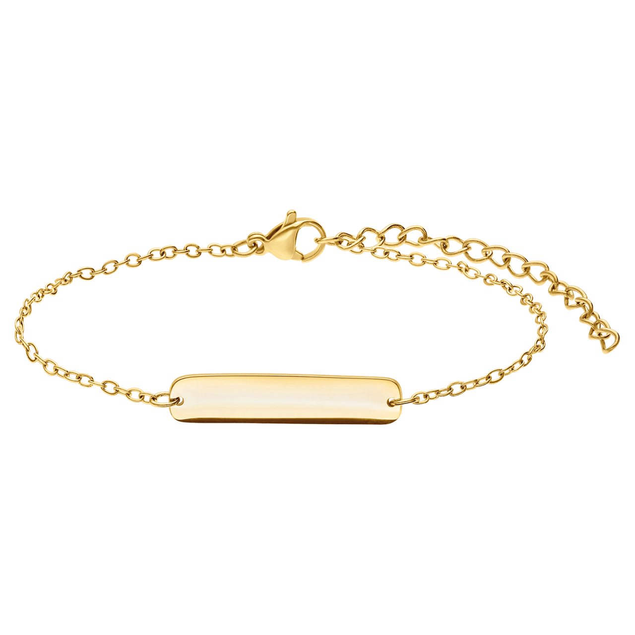 Stalen goldplated armbanden set met graveerplaat voor dames