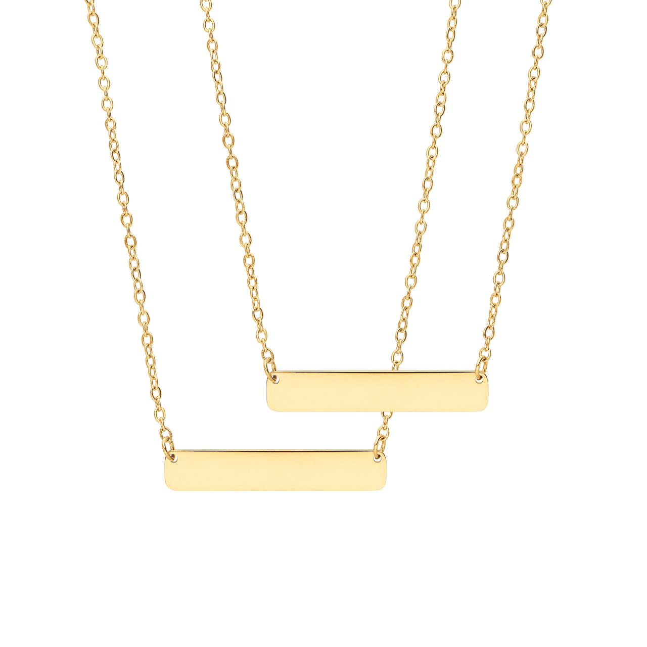 Stainless steel goldplated ketting met hanger graveerplaat voor dames