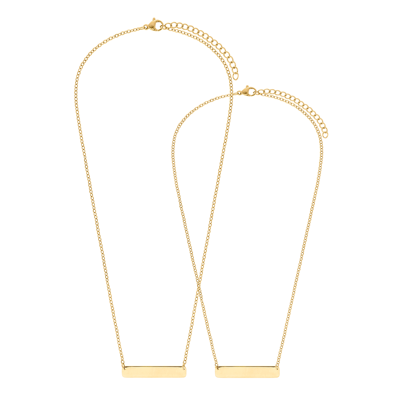 Stainless steel goldplated ketting met hanger graveerplaat voor dames