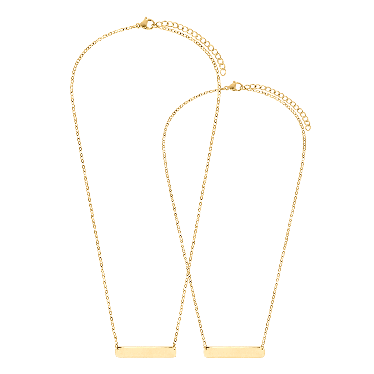 Stalen goldplated ketting met hanger graveerplaat voor dames