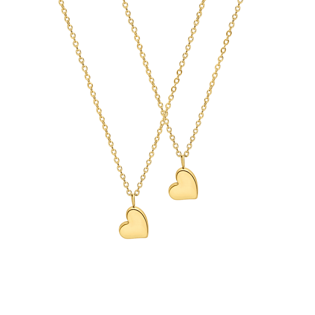 Stalen goldplated ketting Moeder/Dochter hart/hart