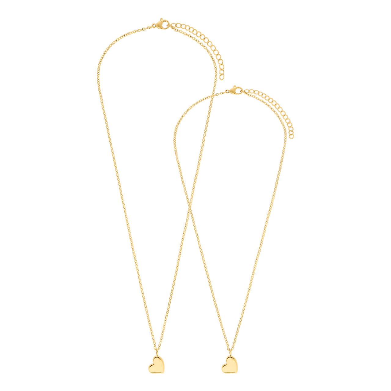 Stalen goldplated ketting Moeder/Dochter hart/hart