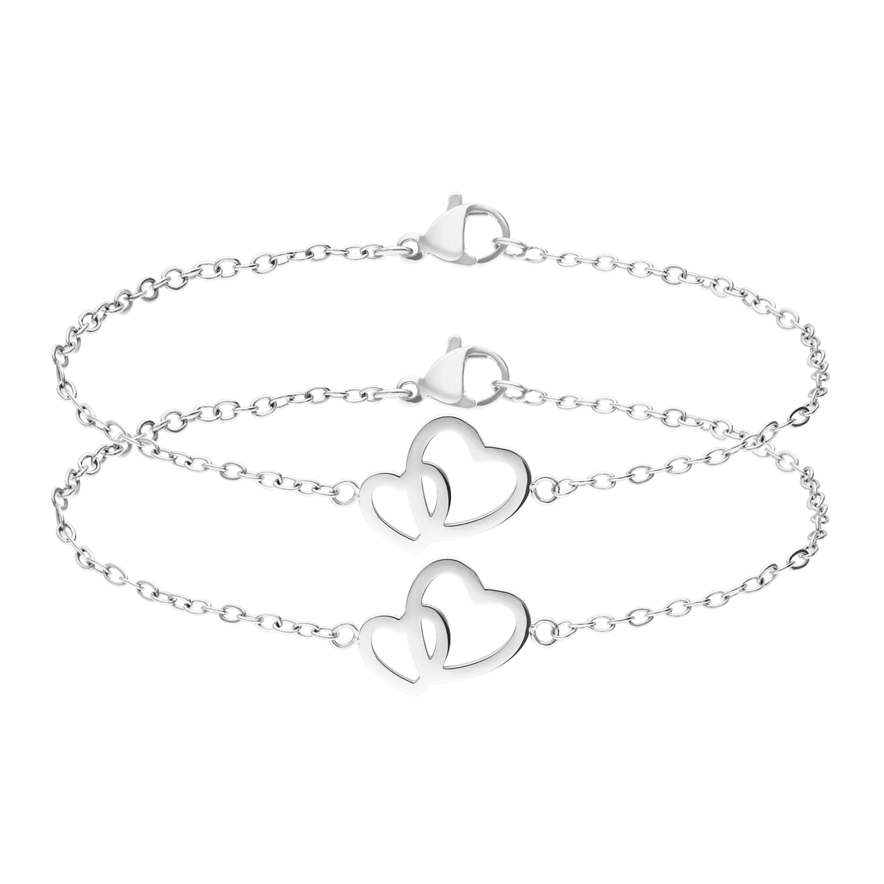 Stainless steel armbanden Moeder/Dochter hart/hart