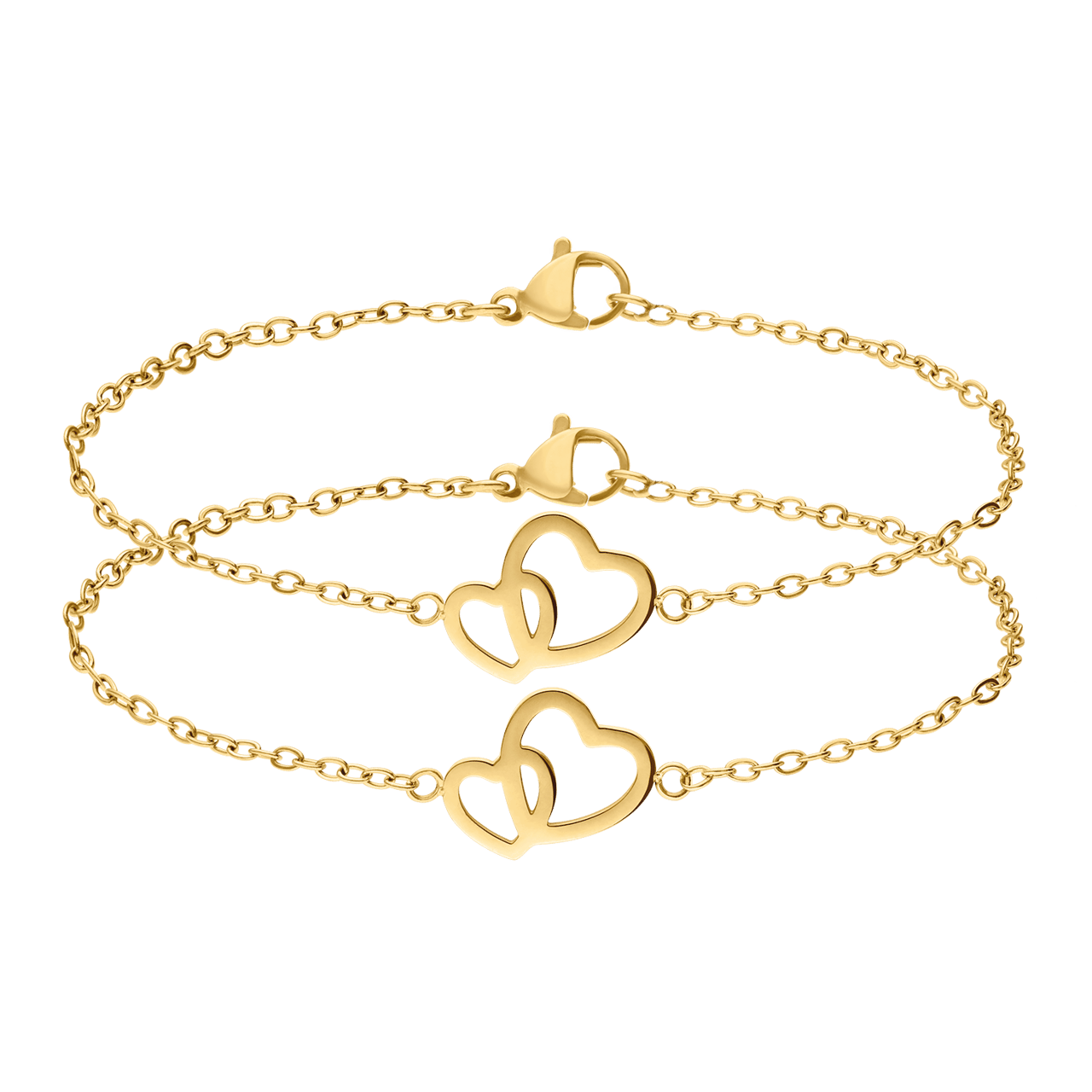 Stainless steel goldplated armbanden set hart voor dames