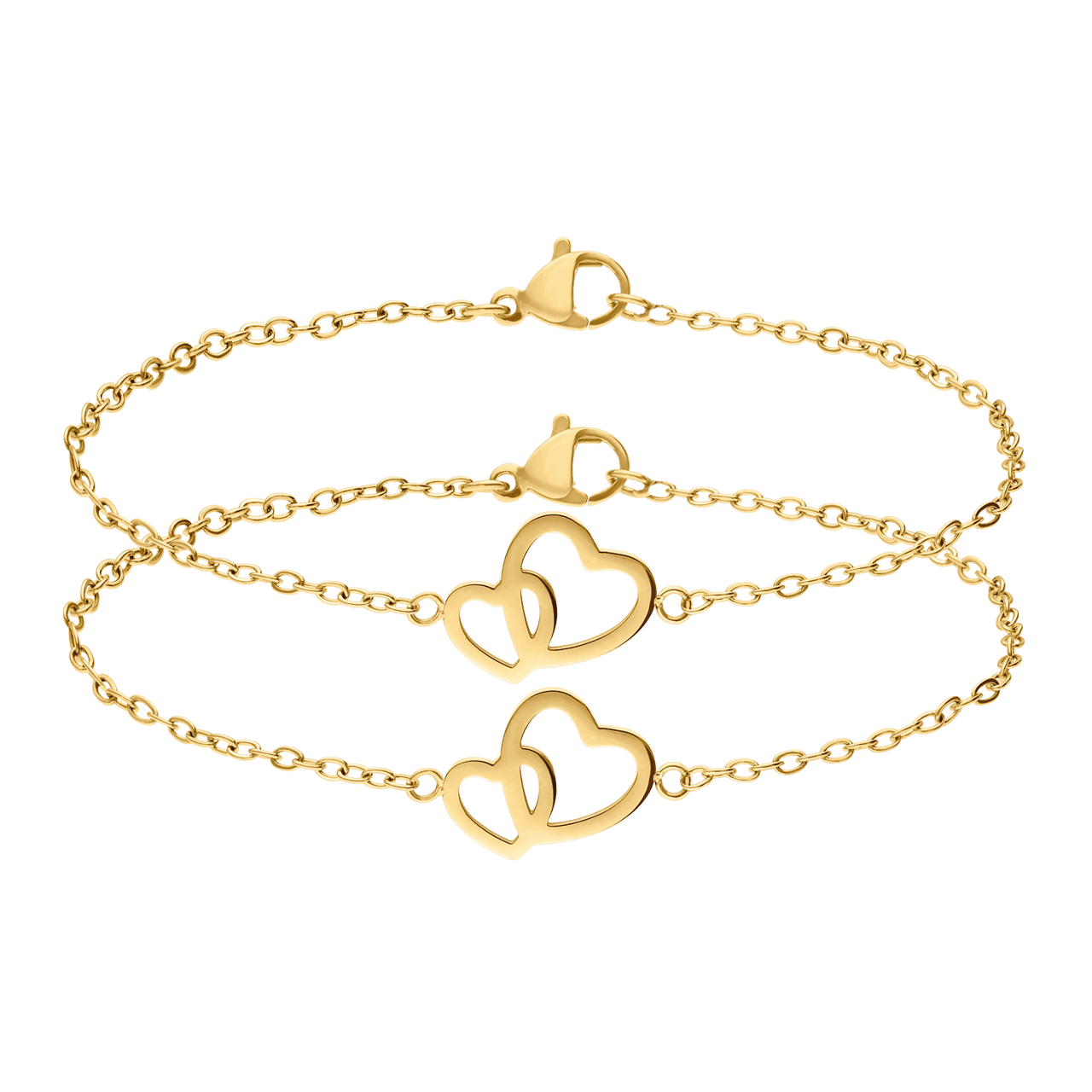 Stalen goldplated armbanden set hart voor dames