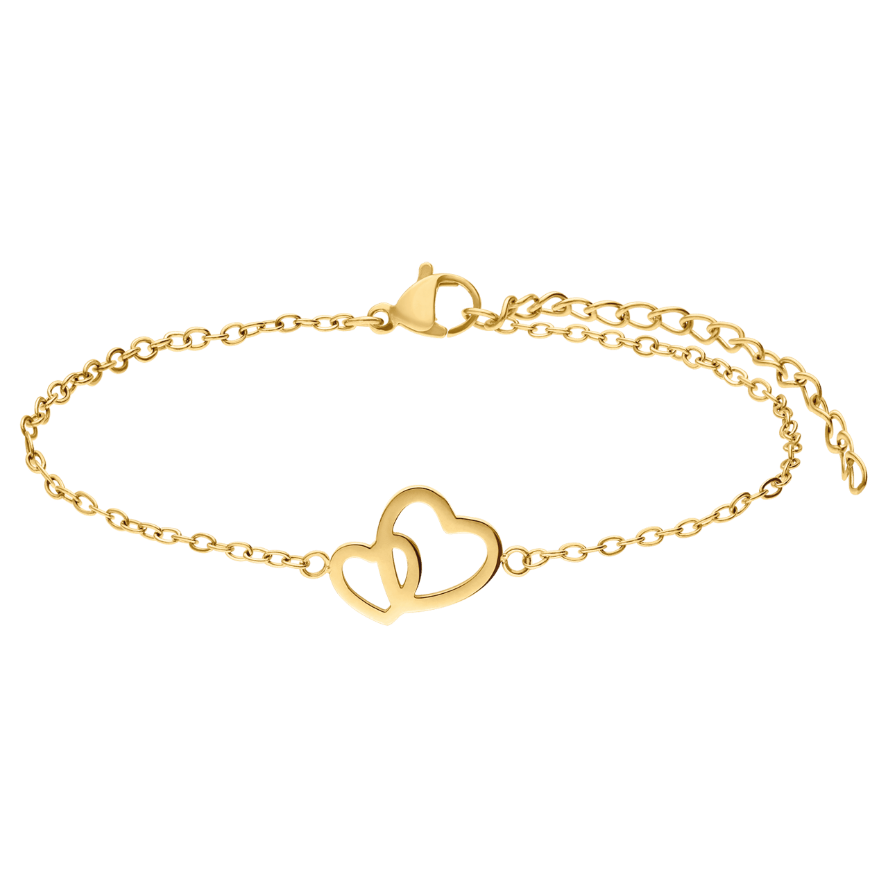 Stainless steel goldplated armbanden set hart voor dames