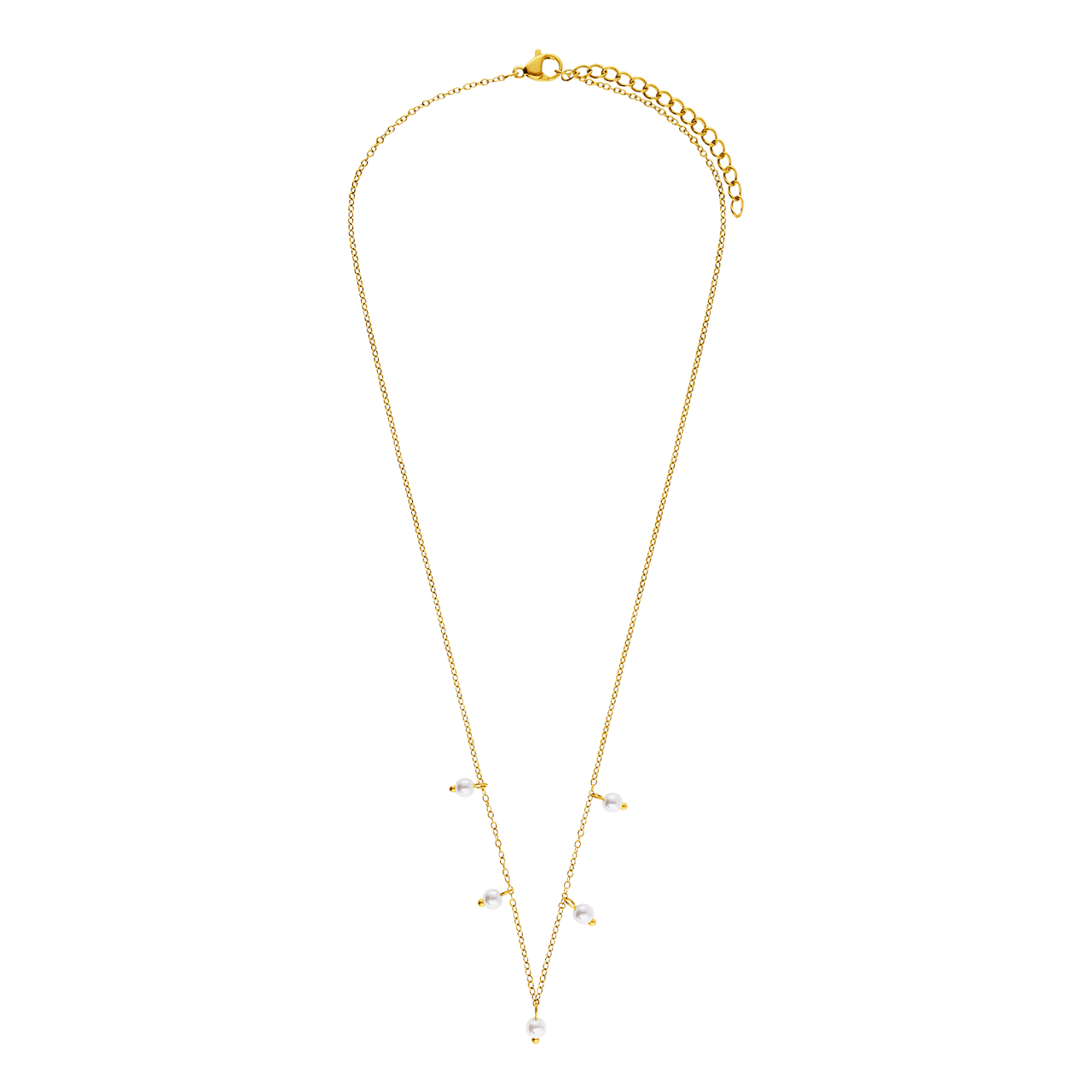 Stalen goldplated ketting met hanger met parel voor dames