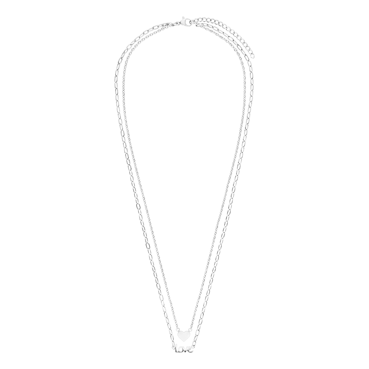 Myla stainless steel ketting met een hartje en love voor dames