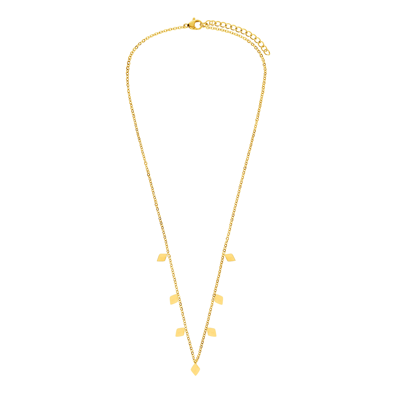 Myla stalen goldplated ketting met ruit voor dames
