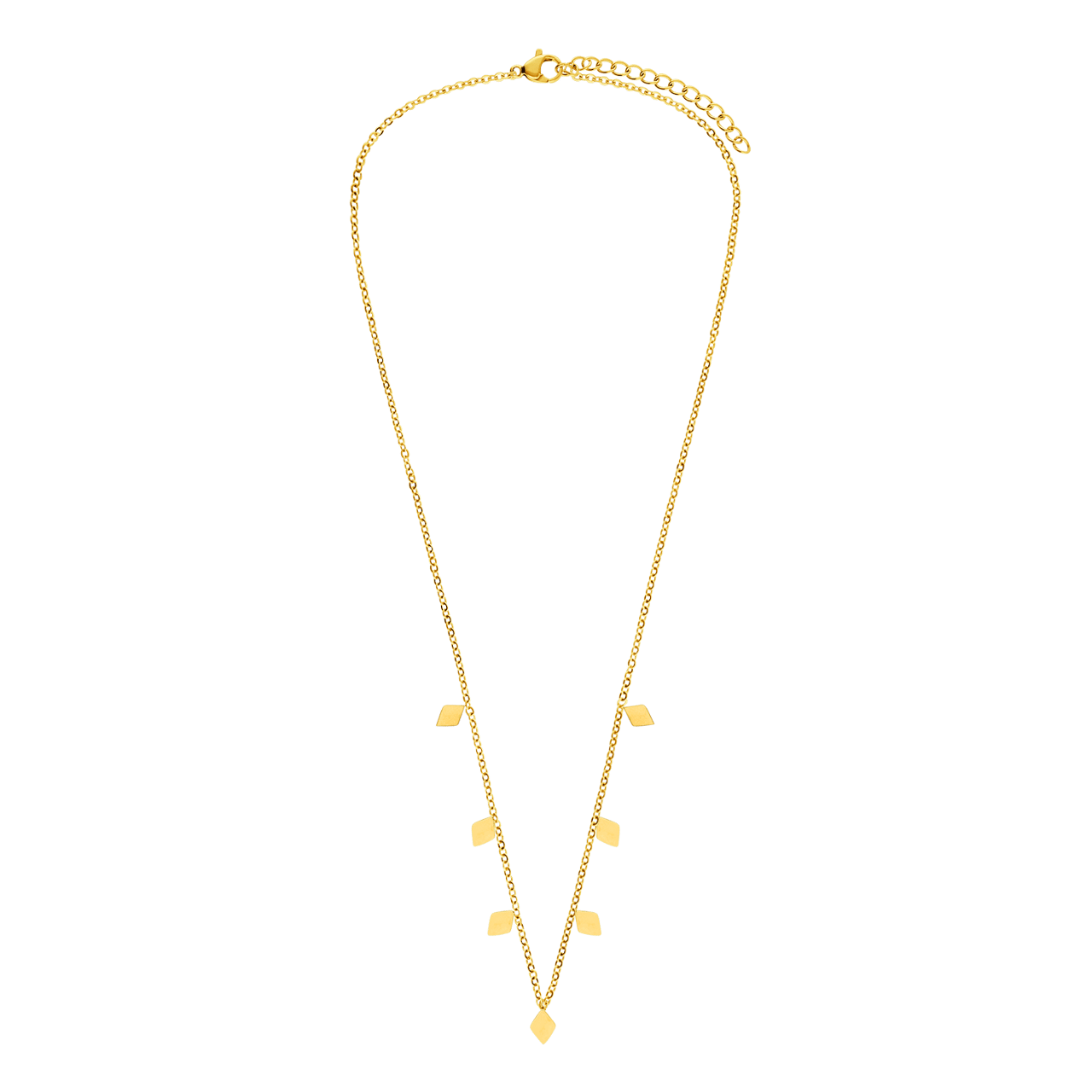 Stainless steel goldplated ketting met hanger ruit voor dames
