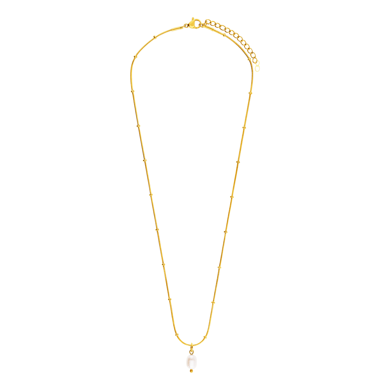Stalen goldplated parelketting met hanger met parel voor dames