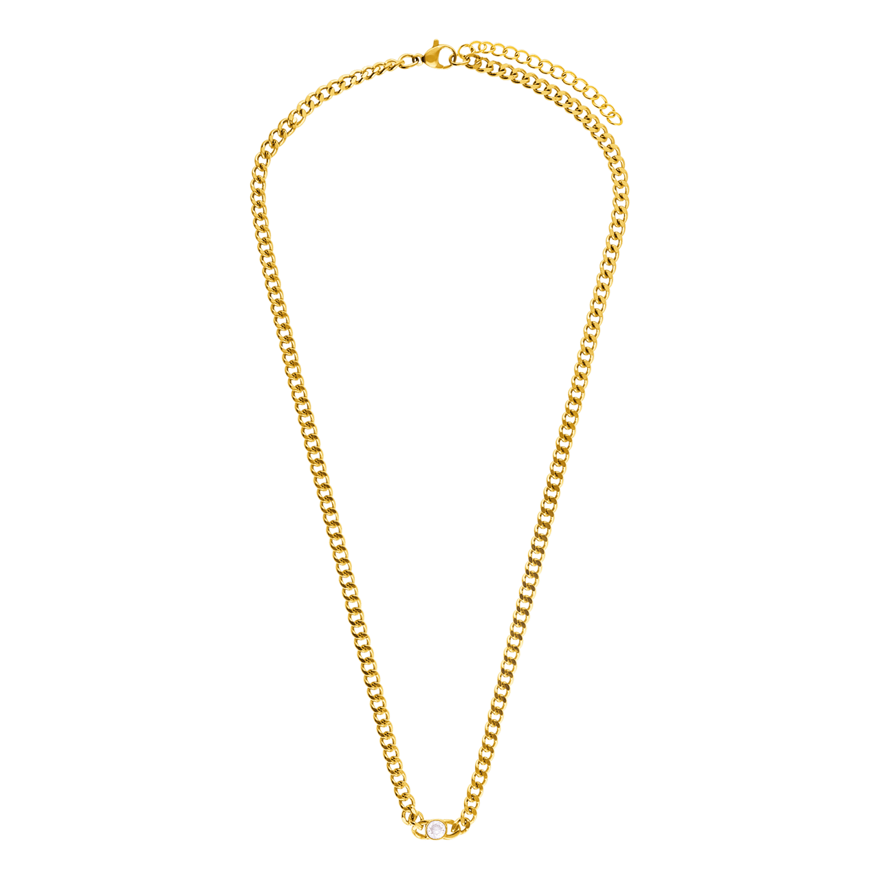 Myla stainless steel goldplated ketting gourmet met zirkonia voor dames