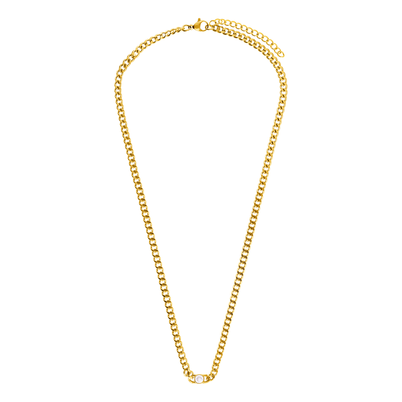 Myla stalen goldplated ketting gourmet met zirkonia voor dames