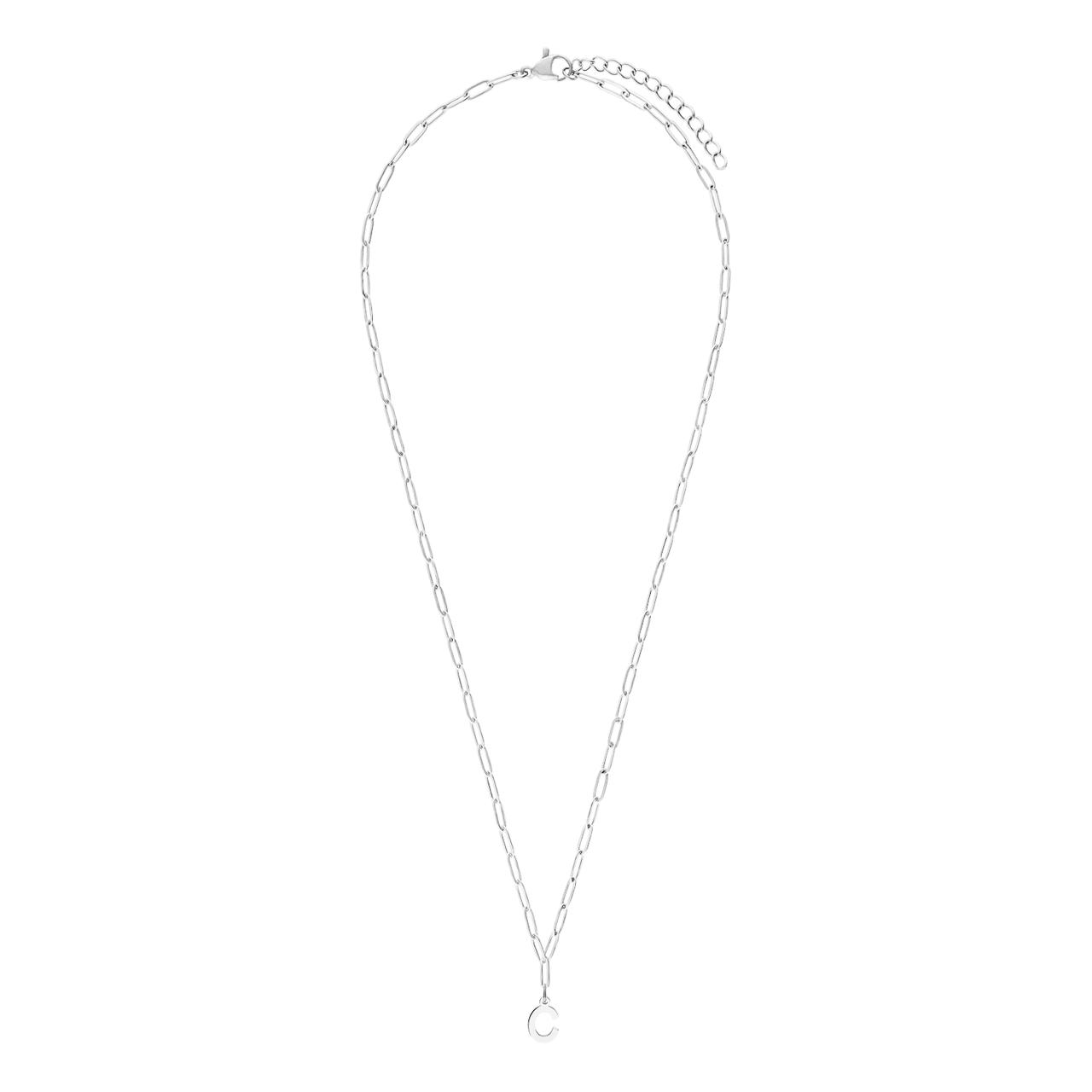 Halskette aus Edelstahl, Closed-Forever-Glied, mit Buchstabe „C“