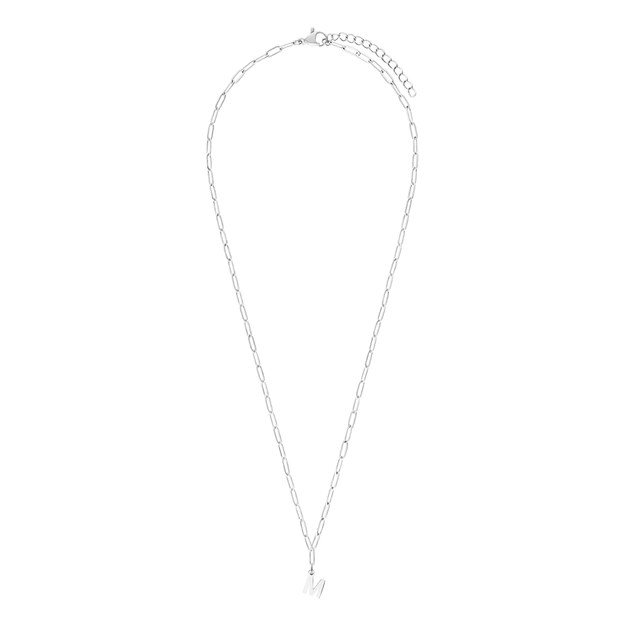 Stainless steel ketting closed forever met letter M