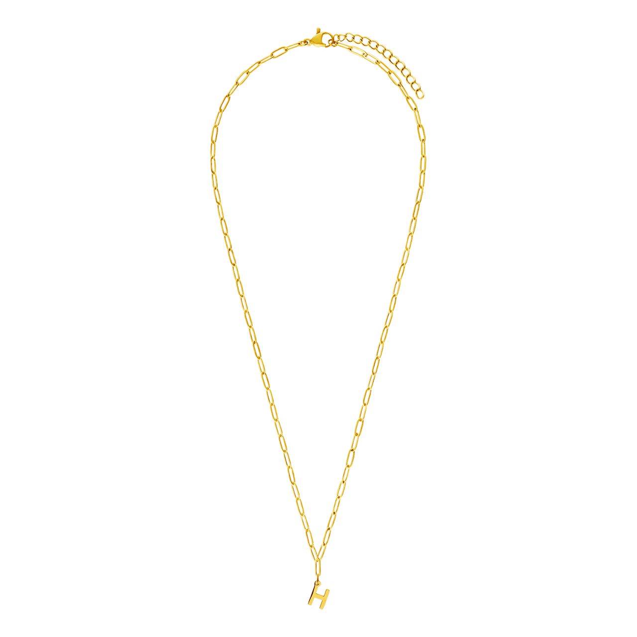 Stainless steel goldplated ketting closed forever letter H